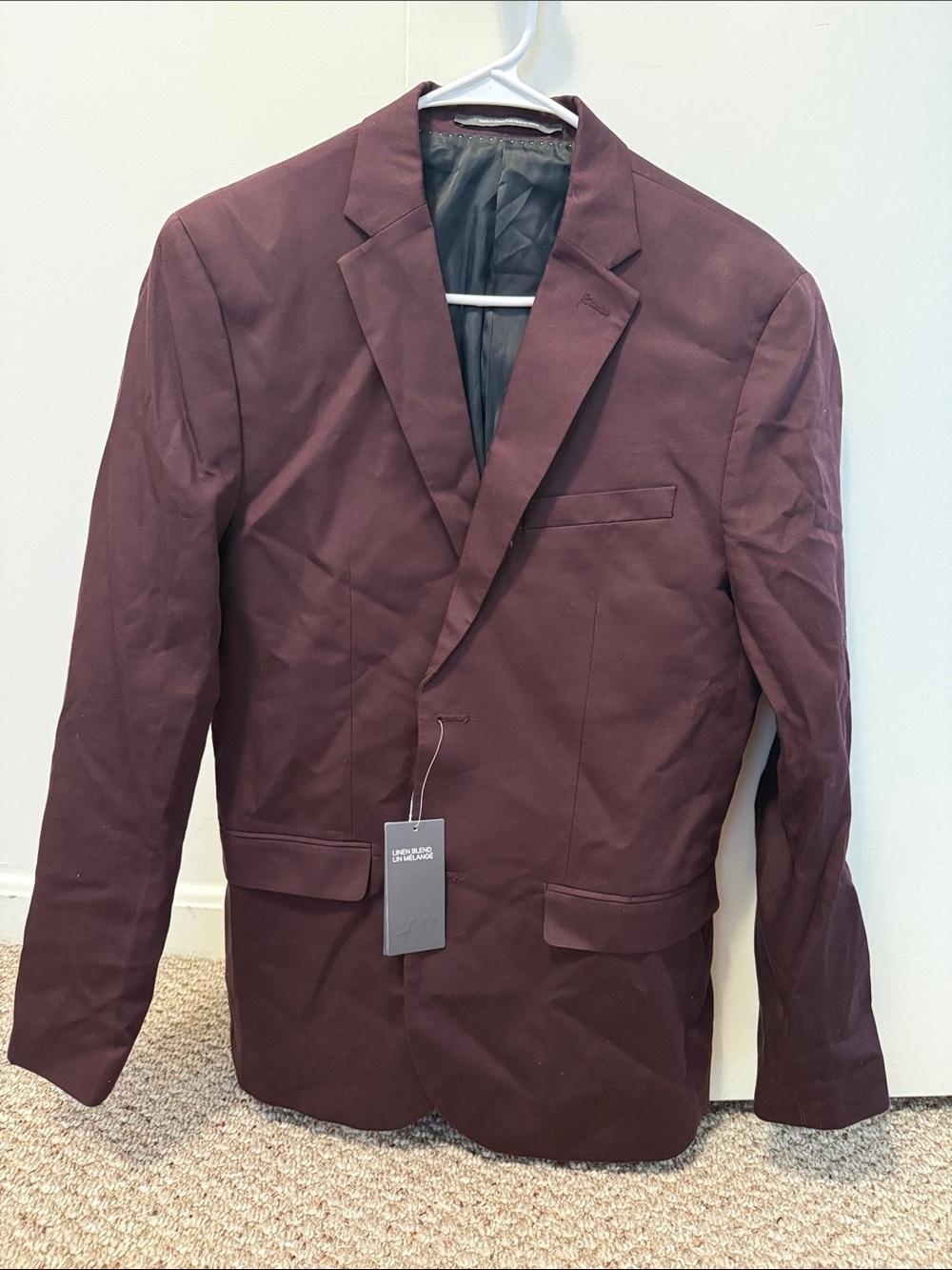 H&M Men's Burgundy Single-Breasted Blazer